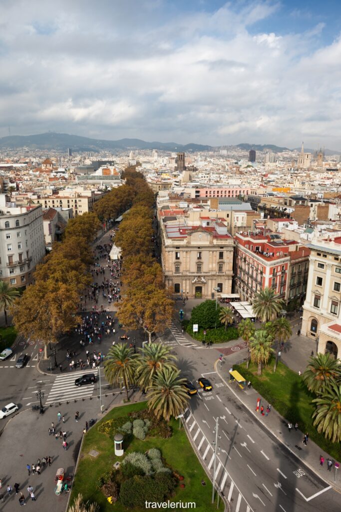 Las Ramblas as viewed from the Columbus Monument