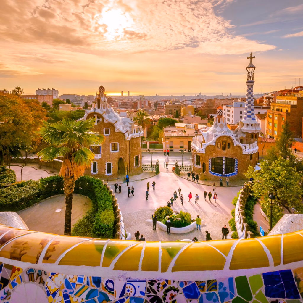 Entrance to Park Guell in the morning before the crowds arrive
