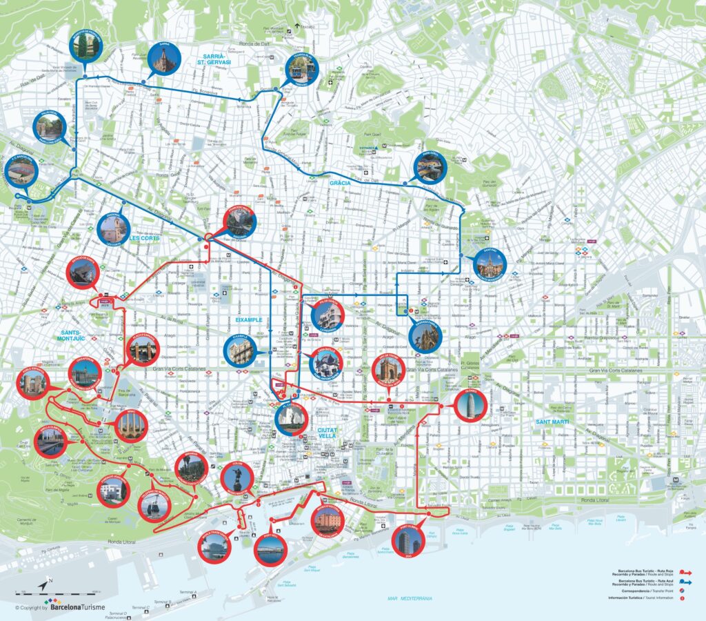 Hop On Hop Off Barcelona Tourist Bus Routes